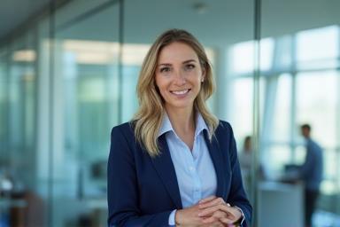 Business professional improving English in a corporate setting